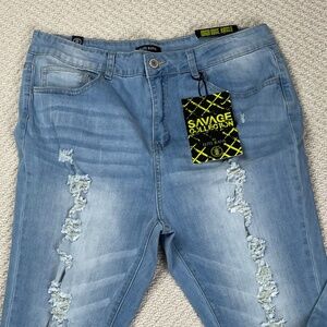 NEW Elite Jeans Savage Collection Distressed Denim Blue Jeans